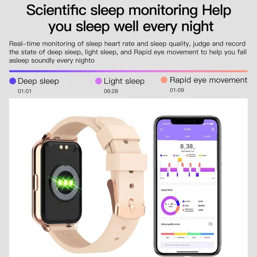 Miniatura 7 de Smart Watch Fitness Tracker Make/Answer Calls for Women Men with Heart Rate Blood Oxygen Sleep Monitor Sports Modes Step Calorie Counter IP68 Rosado