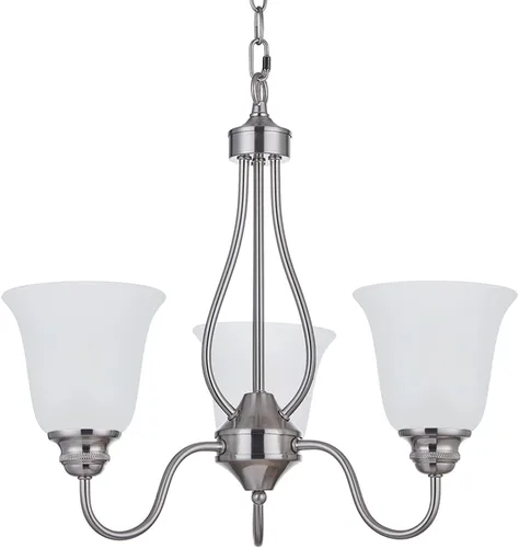 Miniatura 13 de 3 luces de vidrio industrial moderno con acabado de níquel cepillado. Accesorio de iluminación y decoración de jaula de alambre de metal para sala