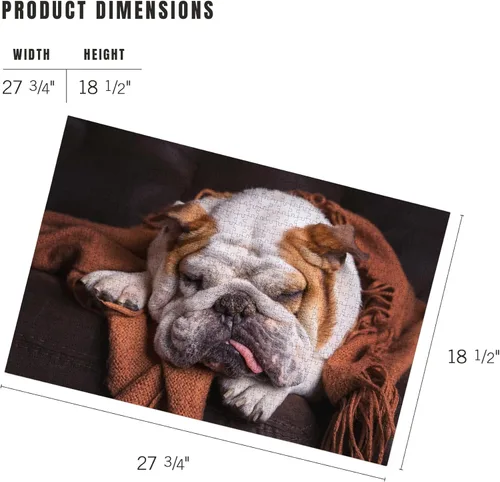 Miniatura 6 de Rompecabezas de Bulldog Inglés de 1000 piezas – Bulldog durmiendo en el sofá, rompecabezas para adultos, lindo rompecabezas de perro, fabricado