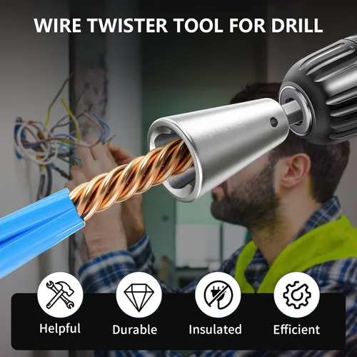 Miniatura 6 de Herramienta de torsión de alambre para taladro, herramienta de torsión de conector de alambre de acero inoxidable, accesorio de taladro eléctrico