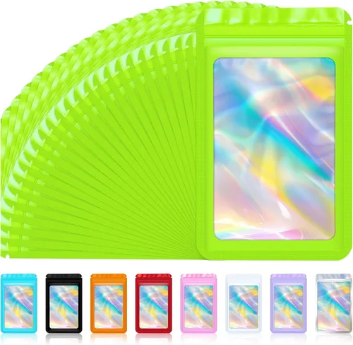 Miniatura 16 de Jetmore 100 piezas Bolsas Holográficas Mylar Resellables para Pequeñas Empresas Bolsa de Embalaje Sellable para Dulces Almacenamiento de Alimentos