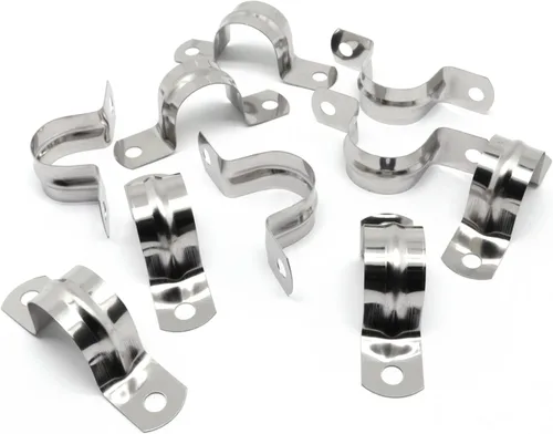 Miniatura 5 de Abrazaderas de conducto de acero inoxidable 304, correa rígida de tubo de 2 agujeros, soporte en U de metal resistente (10 piezas, 0.984 in)