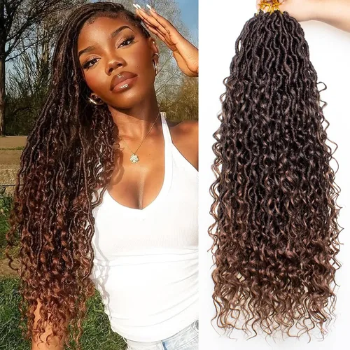 Miniatura 34 de Extensiones de cabello sintético de ganchillo de 24 pulgadas con extremos rizados, extensiones de cabello sintético con extremos rizados, trenzas