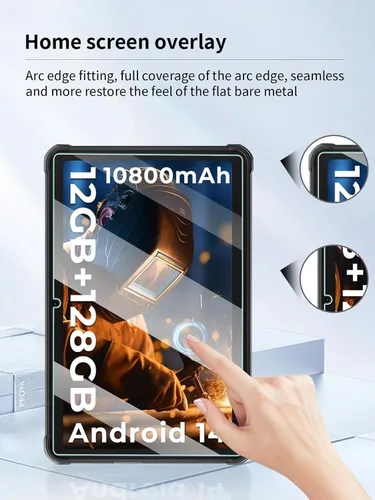 Miniatura 4 de Protector de pantalla para tableta HOTWAV R8 resistente Android de 14 a 10.1 pulgadas HD+ impermeable, UYRUREL antiarañazos, dureza 9H, sensible al