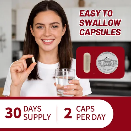 Miniatura 6 de Suplemento de hierro – Hierro de 65 mg de bisglicinato de hierro de alta absorción con vitamina C, calcio, pastillas de hierro suaves para mujeres