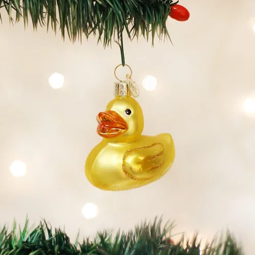 Miniatura 2 de Old World Christmas Adorno de cristal soplado de pato de goma para árbol de Navidad, decoración navideña artesanal, primera colección de Navidad