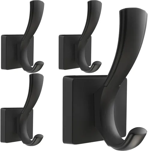 Miniatura 18 de TOFIIGREM Ganchos negros para toallas, ganchos para abrigos y batas de baño, para entrada, vestíbulo, piscina, para montar en la pared, para colgar