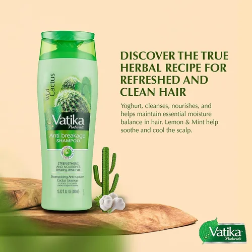 Miniatura 4 de Dabur Vatika Naturals - Champú de cactus para mujer, limpiador de cabello a base de hierbas con cactus, fortalece las raíces, restaura daños
