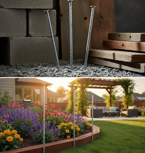 Miniatura 5 de Estacas de metal de 16 pulgadas para asfalto de 1/2 pulgada de diámetro, 6 estacas de tierra resistentes para golpes de velocidad, soporte de barra