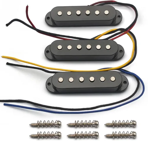 MAXCHEER Alnico - Pastillas de 5 Strat para guitarra eléctrica Strat Squier para guitarra eléctrica Strat Squier (negro)