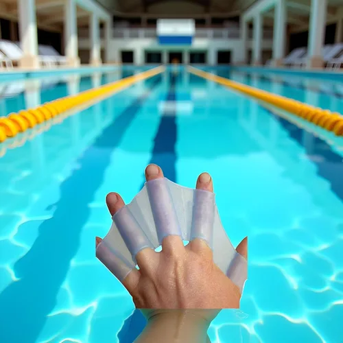 Miniatura 5 de Aletas de silicona para equipo de natación, aletas de malla de mano, guantes de entrenamiento, dedos de palma, aletas de palma, guantes