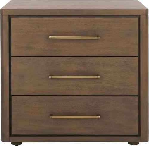 SAFAVIEH Muebles - Mesita de noche Rosey con 3 cajones - Marrón - Madera - Diseño clásico de almacenamiento - Ideal para dormitorio, 26 pulgadas de