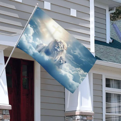 Miniatura 7 de Bandera decorativa de Jesús con cruz de león y fe de 3 x 5 pies, adecuada para patio, fiesta al aire libre, festivales, regalo de Navidad