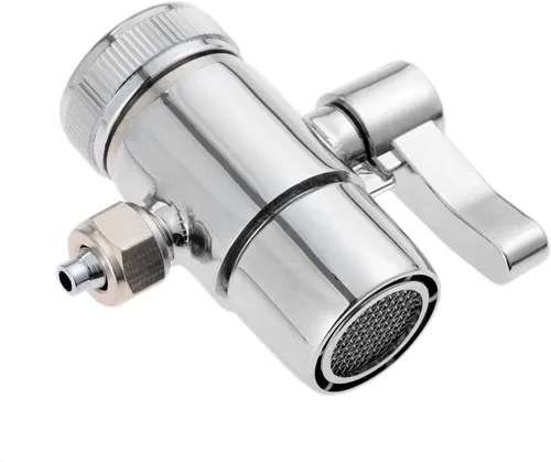 Miniatura 2 de Yetaha Válvula desviadora de grifo, divisor de fregadero cromado pulido de metal, empuje para conectar, ajuste rápido para tubos de ósmosis inversa