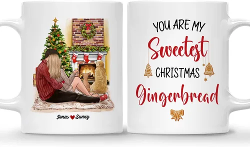 Miniatura 9 de Gossby Taza de café de Navidad personalizada para parejas y perros, personalizada con diseño, nombre, regalo de Navidad para novia, novio, esposa