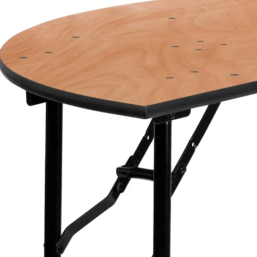 Miniatura 7 de EMMA + OLIVER Mesa de banquete plegable de madera semicircular de 4 pies - Mesa para eventos y catering