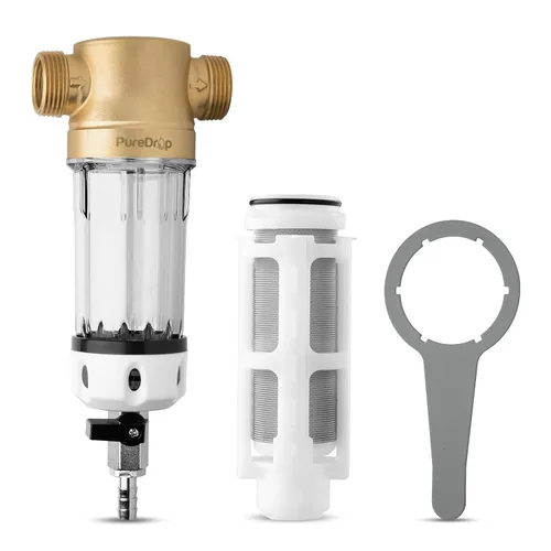 Miniatura 9 de PureDrop PDR-ARB50WSP Filtro de agua de sedimentos giratorio, módulo de auto-lavado con pantalla táctil, filtro de sedimentos reutilizable para toda