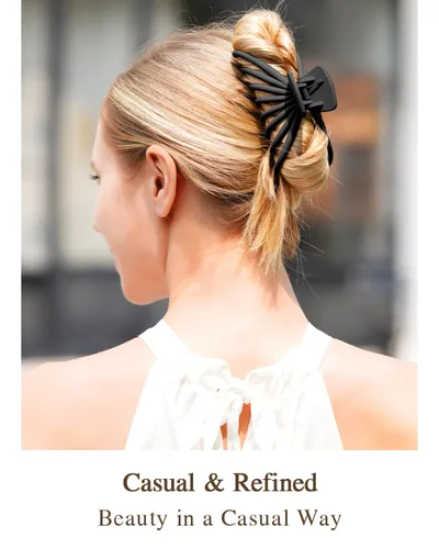 Miniatura 4 de Paquete de 4 pinzas para el cabello para mujer, pinzas grandes de 4.7 pulgadas para cabello grueso y delgado, pinzas de pelo grandes mate Negro