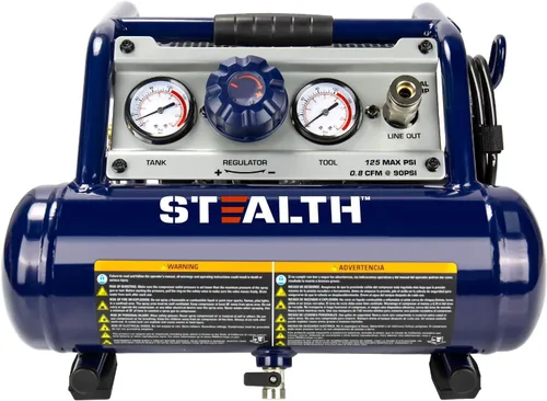Miniatura 12 de Stealth Compresor de aire de 2 galones, compresor de 3/4 HP sin aceite, compresor de aire eléctrico ultra silencioso de menos de 60dB, presión