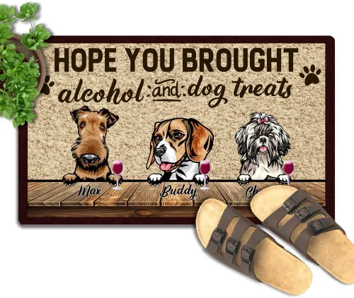 Miniatura 4 de Tapete para puerta de 30 x 18 pulgadas, nombre del perro cuando visitas la casa de mi perro, tapete personalizado de bajo perfil para interiores