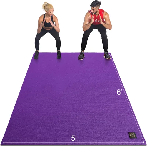 Miniatura 14 de GXMMAT Large Exercise Mat 6'x4'/6'x5'/6'x6'(7mm), Thick Workout Mats for Home Gym Flooring, Extra Wide Non-Slip Durable Cardio Mat, Shoe Friendly