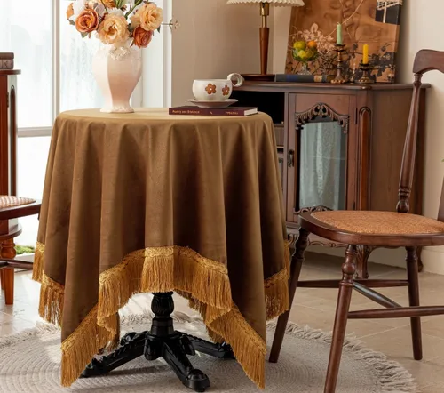 Miniatura 13 de F-CHU Manteles cuadrados pequeños de 36 x 36 pulgadas, mantel redondo pequeño de terciopelo color negro sólido para mesita de noche, mesita