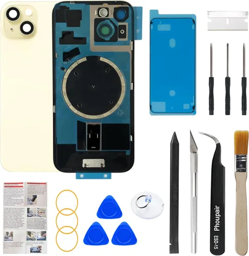 Miniatura 15 de Reemplazo de cristal trasero OEM compatible con iPhone 15 de 6.1 pulgadas con marco de cámara y lente de cámara + kit de herramientas de reparación