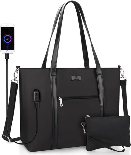 Bolsa tote para laptop para mujeres de 17.3 pulgadas, bolsa para laptop grande, bolsa tote grande para maestras, bolsa de trabajo de nylon