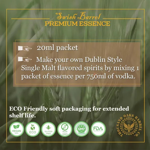 Miniatura 3 de Dublin Style Single Malt Essence Flavoring Paquete de 5 – Kit Bootleg Recambios para Envejecimiento en Barril, Sabores Gourmet para Mezcladores