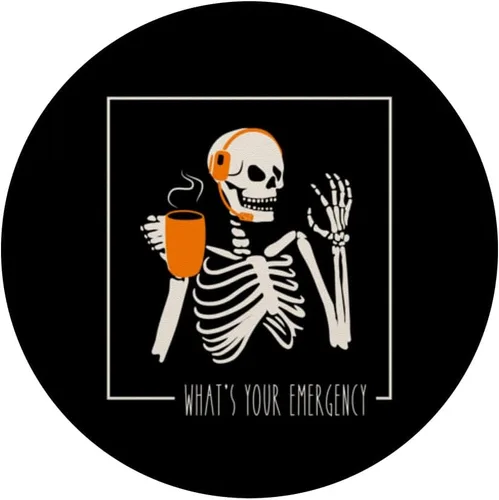 Miniatura 3 de Cuál es tu emergencia Funny Skeleton 911 Dispatcher Humor PopSockets Standard PopGrip