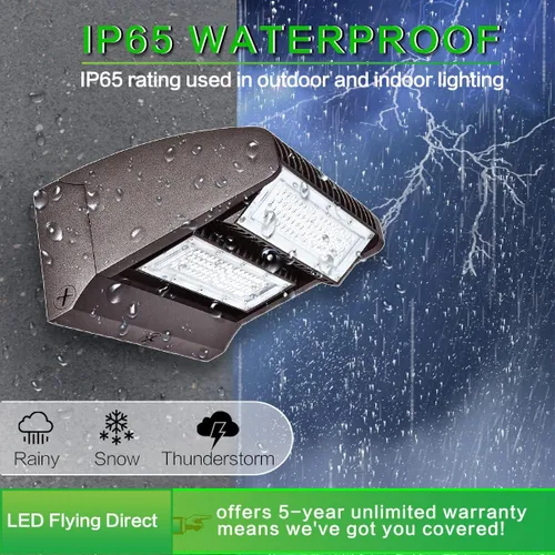 Miniatura 5 de Paquete de luz LED de pared de 80 W, 10800 lm 5000 K cabeza giratoria ajustable, luz de seguridad comercial IP65 para almacén, edificio, listado UL