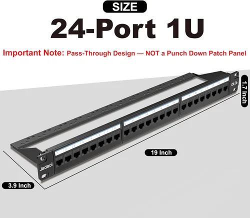 Miniatura 6 de Jadaol [Listado UL] Panel de Parches de 24 Puertos para Montaje en Rack o Montaje en Pared de 19 Pulgadas, Panel de Red Cat 6 de 1U Precargado
