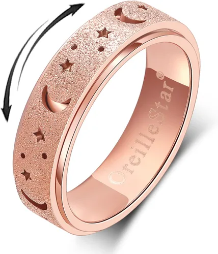 OreilleStar Anillo giratorio de ansiedad para mujeres: juguetes antiestrés para adultos, anillo de pulgar de acero inoxidable de titanio para