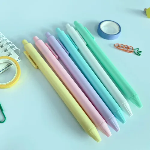 Miniatura 2 de Paquete de 6 bolígrafos retráctiles de tinta de gel de color caramelo, macarons de color negro, punta extrafina de 0.020 in, lindos bolígrafos