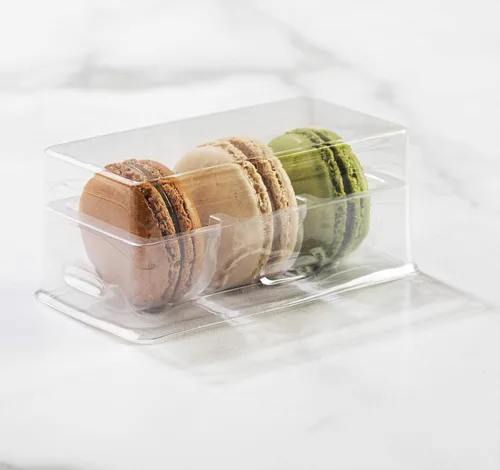 Miniatura 4 de Pastry Chef's Boutique - Cajas de regalo pequeñas de plástico transparente para macarons franceses - Capacidad para 2 macarons - Tamaño de cavidad