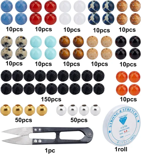 Miniatura 2 de SUNNYCLUE 1 caja de cuentas de planeta del sistema solar, cuentas de piedras preciosas naturales de 0.236 pulgadas a granel, kit de fabricación