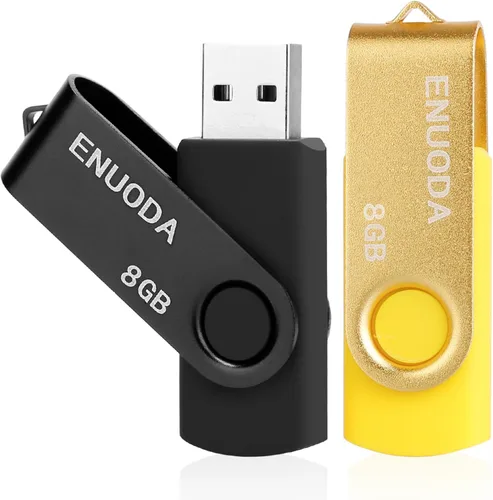 Unidad flash de 8 GB, paquete de 2 unidades de memoria ENUODA Thumb Drives de 8 GB, diseño giratorio USB 2.0, unidad de bolígrafo para