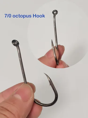 Miniatura 2 de 50-100 anzuelos de pesca con pico de pulpo, gancho de pesca con pico de pulpo, gancho de pesca de acero de alto carbono, 8 tamaños Negro