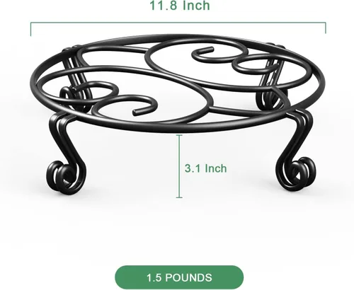 Miniatura 7 de Yimobra Paquete de 2 soportes para macetas resistentes para macetas para interiores y exteriores, metal a prueba de óxido, contenedor de jardín