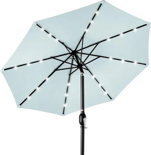 Miniatura 17 de Best Choice Products Solar Polyester LED Lighted Patio Umbrella w/Tilt Adjustment and UV-Resistant Fabric Gris niebla