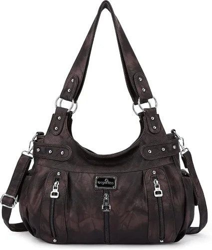 Miniatura 25 de Angelkiss Bolsos grandes y carteras para mujer de cuero sintético lavado tipo hobo, bandolera, bolso cruzado, bolso de hombro, bolso de mano