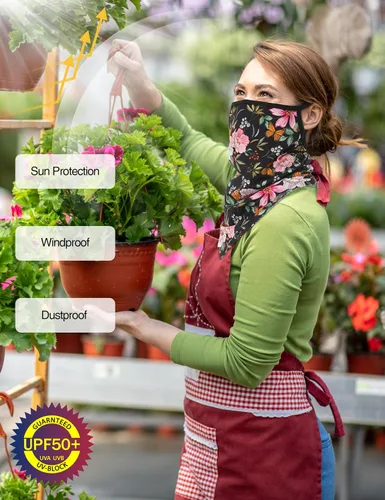 Miniatura 2 de FISHEAL Máscara facial con protección solar UV, transpirable, cubierta facial de jardinería, polaina para el cuello con bucles para las orejas