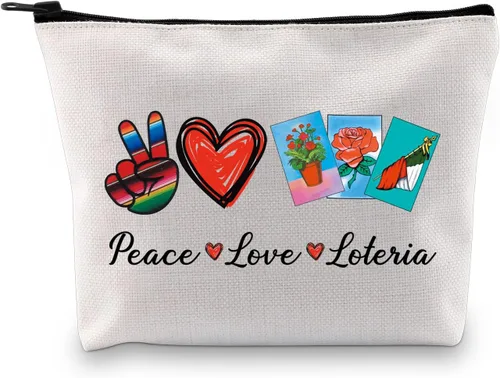 Miniatura 11 de JXGZSO Bolsa de lotería divertida bolsa de almacenamiento de bingo mexicano, regalo de lotería, paz, amor, lotería, bolsa de lona con cremallera