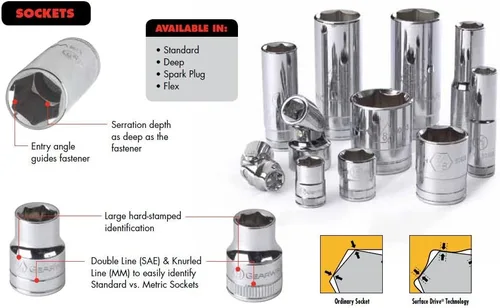 Miniatura 2 de GEARWRENCH Juego de herramientas mecánicas estándar y profundas, métricas de 22 piezas de 6 y 12 puntos, métrico - 80327