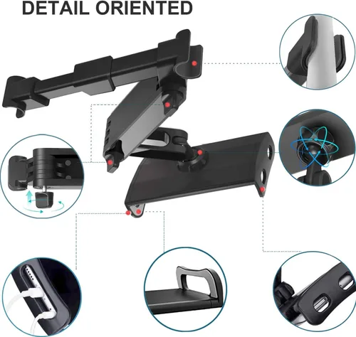Miniatura 5 de Timewall Soporte universal para reposacabezas de automóvil, asiento trasero, soporte universal para teléfono celular, ángulo giratorio de 360°