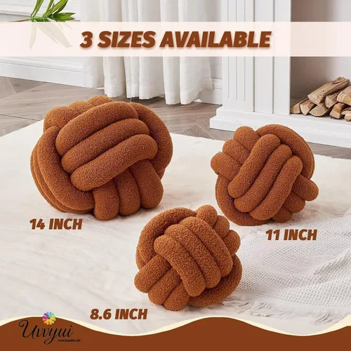 Miniatura 2 de Uvvyui Bola de Almohada con Nudo, Almohadas Decorativas Suaves para el Hogar, Almohada Redonda de Tiro, Almohada de Felpa Anudada Hecha a Mano