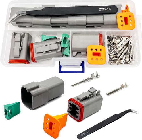 Miniatura 10 de Kit de Conectores Deutsch de 2 Pines 10 Juegos, Kit de Conector DT Gris, Conectores de Cable Impermeables para Automóviles de 2 Pines, Kit