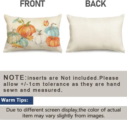 Miniatura 6 de RABUSOFA Fundas de almohada de otoño de 12 x 20 pulgadas, almohadas decorativas de calabaza naranja, fundas de almohada de otoño para exteriores