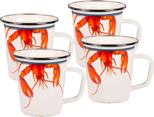 Miniatura 6 de Golden Rabbit Enamelware Latte Tazas de café o té, 16 onzas, Aspen Grove, juego de 4