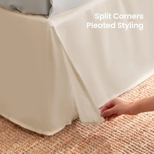 Miniatura 5 de SLEEP ZONE - Faldas plisadas de cama tamaño completo, con caída a medida de 15 pulgadas, de fácil ajuste, antiestáticas, resistentes a la Beige